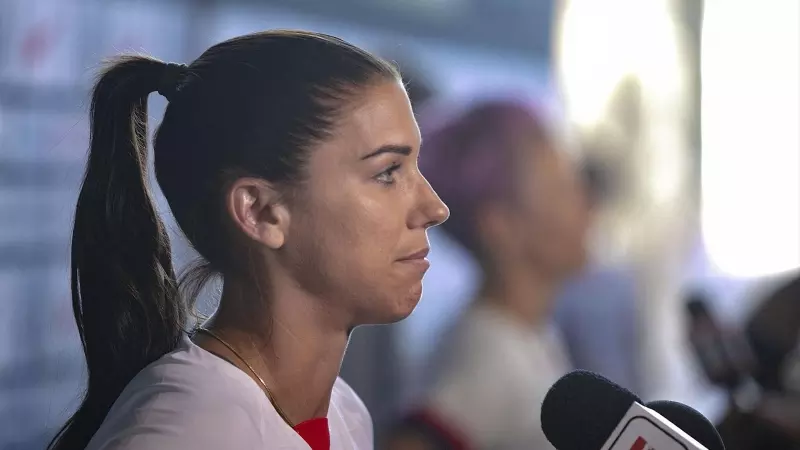 Alex Morgan durante una rueda de prensa, a 2 de agosto de 2019.