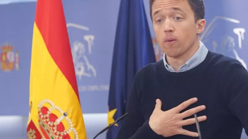 Iñígo Errejón durante una rueda de prensa el 14 de febrero de 2023