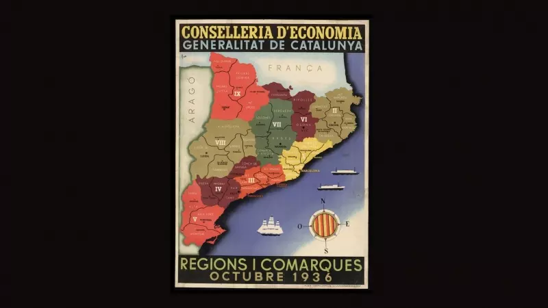El mapa comarcal de Catalunya del 1936.