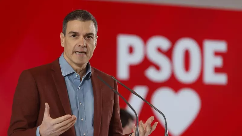 El presidente del Gobierno, Pedro Sánchez, en un acto de su partido en Zaragoza a 18 de febrero de 2023