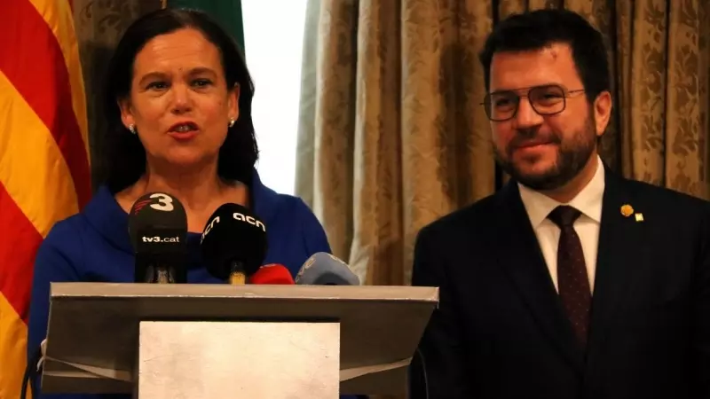 24/03/2023 - Mary Lou McDonald, presidenta del Sinn Féin, i Pere Aragonès, després de reunir-se a Dublín.