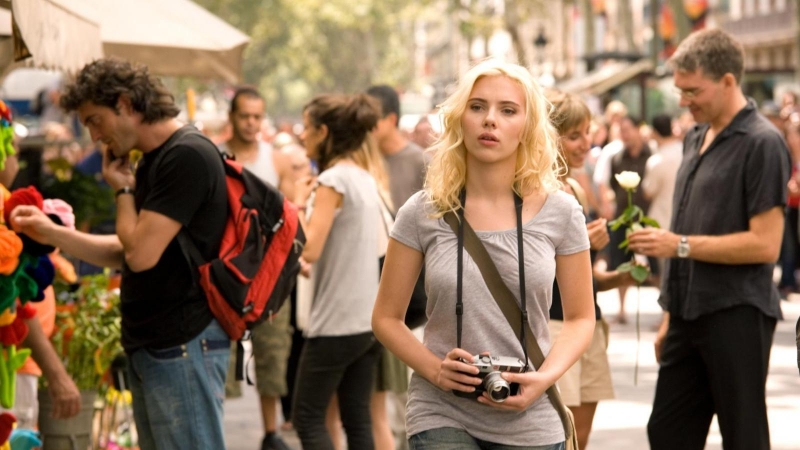 Una imatge de Scarlett Johansson a la Rambla de Barcelona en el film Vicky Cristina Barcelona