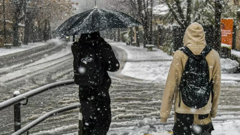 varias personas en la calle por nevadas