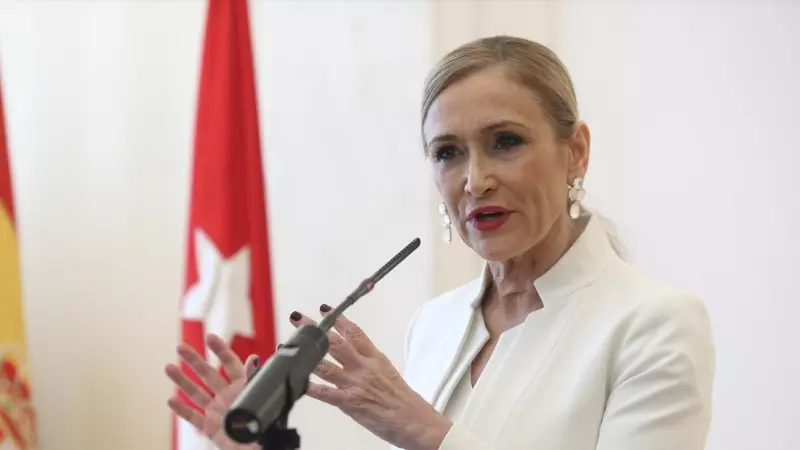 Cristina Cifuentes anuncia en rueda de prensa su dimisión como presidenta de la Comunidad de Madrid, el 25 de4 abril de 2018