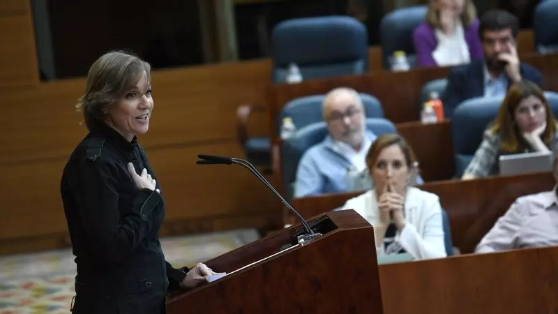 La diputada en la Asamblea de Madrid por Más Madrid Tania Sánchez anuncia que deja su formación, durante una sesión plenaria, en la Asamblea de Madrid, a 9 de marzo de 2023.