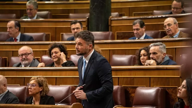 10/03/2023. Gabriel Rufián interviene durante una sesión en el Congreso de los Diputados, a 8 de febrero de 2023.