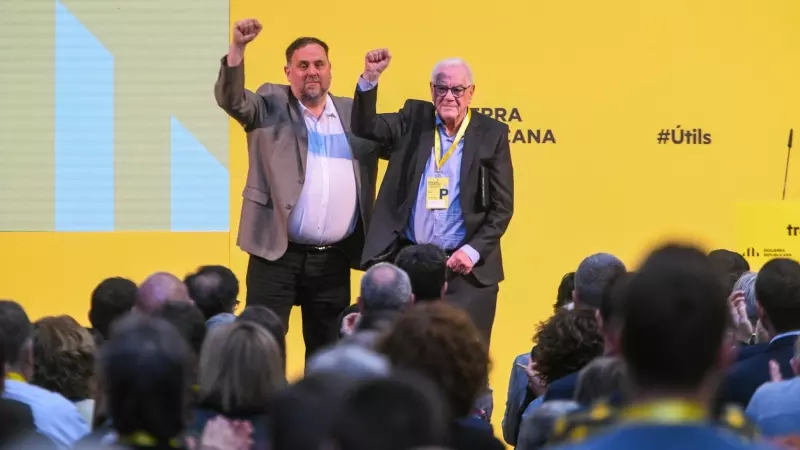 L'alcaldable per Barcelona d'ERC, Ernest Maragall, amb el president del partit, Oriol Junqueras.