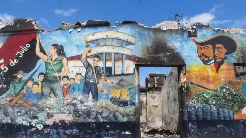 Mural de casa sandinista, quemada en las manifestaciones. Jinotepe, Carazo.