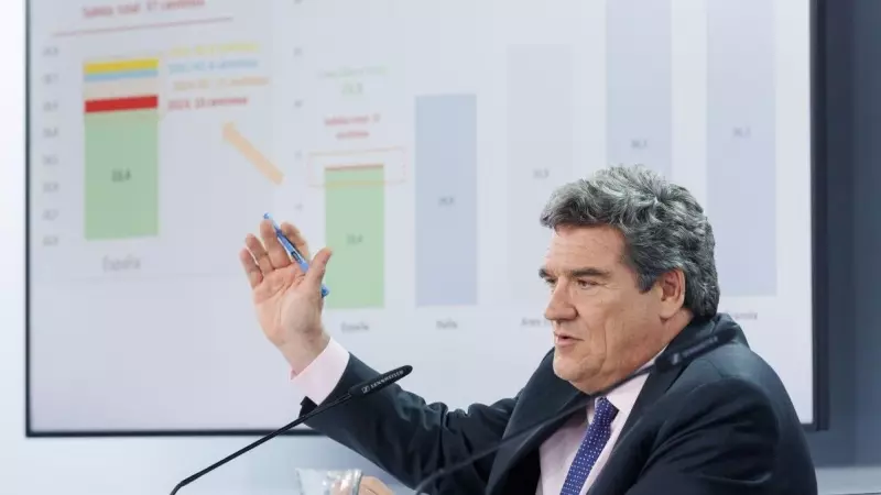 El ministro de Inclusión, Seguridad Social y Migraciones, José Luis Escrivá, durante una rueda de prensa posterior al Consejo de Ministros, en el Palacio de La Moncloa, a 16 de marzo de 2023, en Madrid.