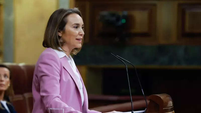 La portavoz del Partido Popular en el Congreso, Cuca Gamarra, interviene durante la segunda y última jornada del debate de la moción de censura que impulsa Vox.