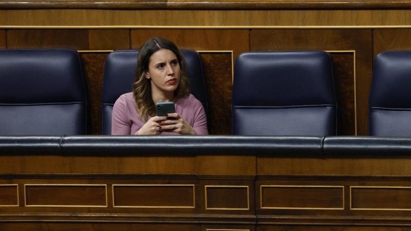 La ministra de Igualdad, Irene Montero, durante la primera jornada de la moción de censura de Vox.