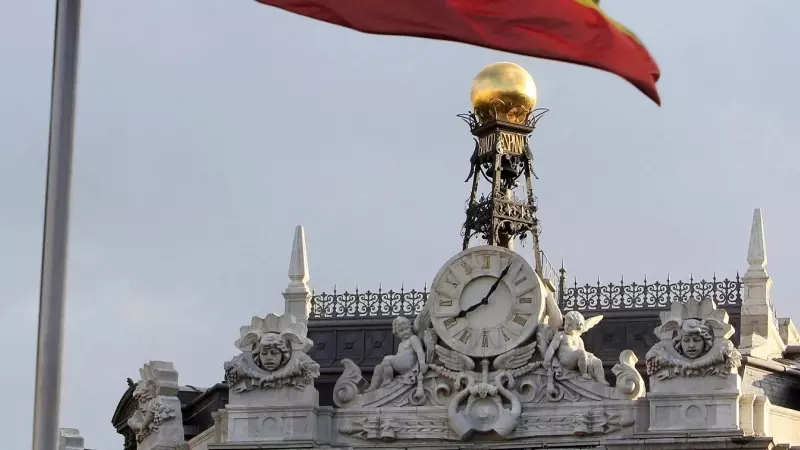 Detalle del edificio de la sede del Banco de España, en Madrid.