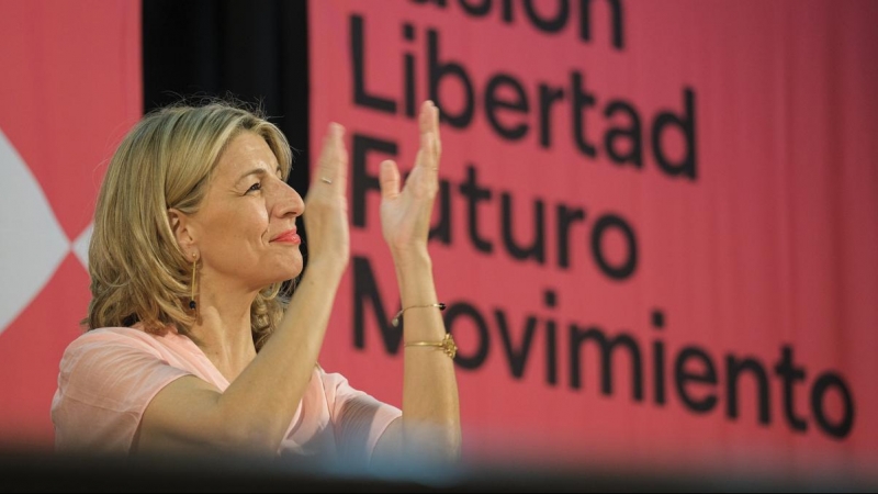 La vicepresidenta del Gobierno y ministra de Trabajo, Yolanda Díaz, en un acto de Sumar en Las Palmas.