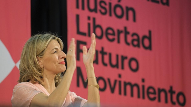 La vicepresidenta del Gobierno y ministra de Trabajo, Yolanda Díaz, en un acto de Sumar en Las Palmas.