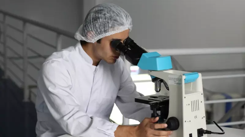Trabajador analizando una muestra en un laboratorio