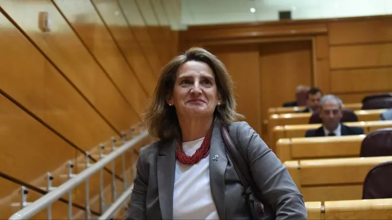 La vicepresidenta tercera y ministra para la Transición Ecológica y el Reto Demográfico, Teresa Ribera, durante una sesión de control al Gobierno en el Senado, a 7 de marzo de 2023, en Madrid (España).