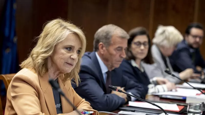 Comparecencia de la presidenta interina del Consejo de Administración de la Corporación RTVE, Elena Sánchez, este martes en el Senado en Madrid.