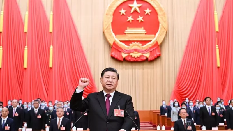 El presidente chino, Xi Jinping, durante su acto de reelección en Pekín, a 10 de marzo de 2023.