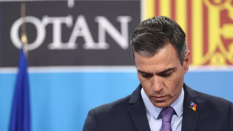 El presidente del Gobierno de España, Pedro Sánchez, en una rueda de prensa en la segunda y última jornada de la Cumbre de la OTAN en Madrid, en junio de 2022. E.P./Eduardo Parra