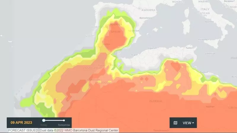 Mapa de las regiones más afectadas por la masa de aire sahariano que llega esta semana a España.