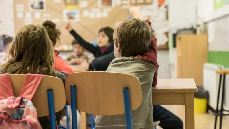 Un grupo de alumnos en una escuela de Barcelona.