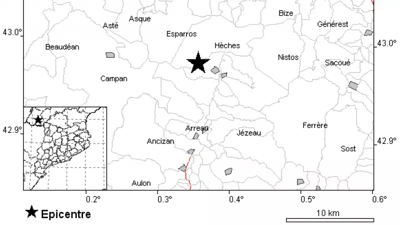 Epicentre del terratrèmol amb epicentre a Hautes-Pyrénées