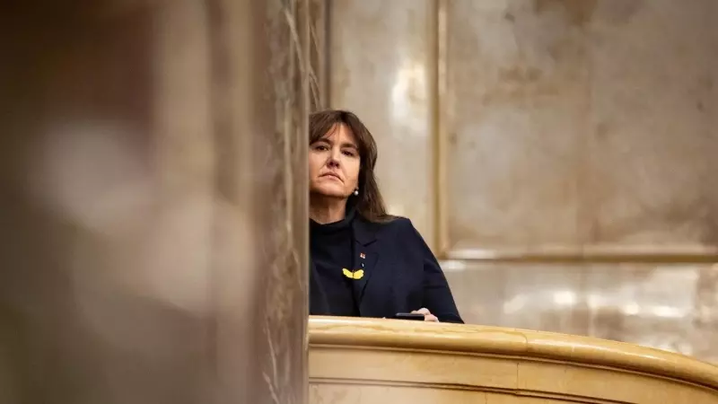 La líder de Junts y expresidenta del Parlament, Laura Borràs, durante una sesión plenaria en la Cámara catalana en enero de 2023.