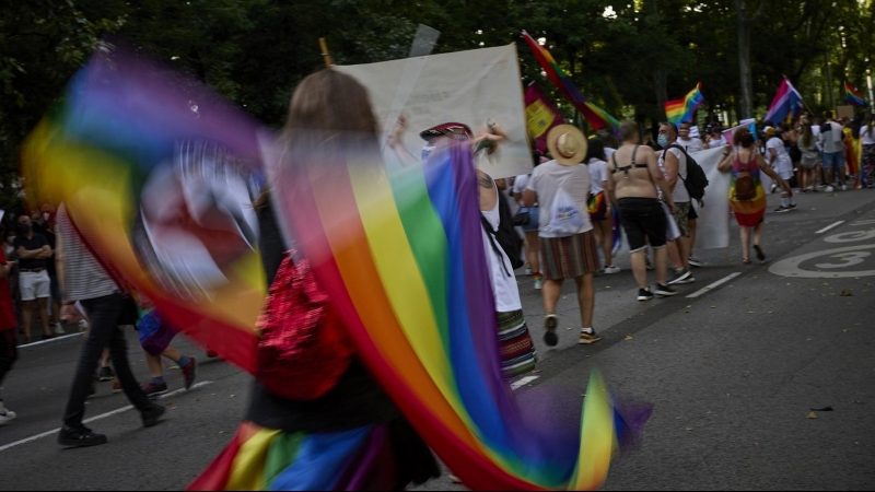 Manifestación del Orgullo LGTBI, a 3 de julio de 2021, en Madrid.