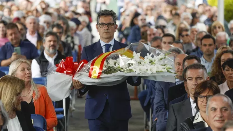 El ministro de Presidencia, Félix Bolaños, en los actos conmemorativos del 86 aniversario del bombardeo de Gernika, a 26 de abril de 2023.