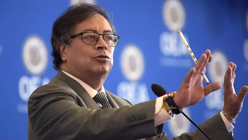 Fotografía de archivo fechada el 19 de abril de 2023 del presidente de Colombia, Gustavo Petro, durante su intervención durante una sesión protocolaria del Consejo Permanente de la Organización de los Estados Americanos.