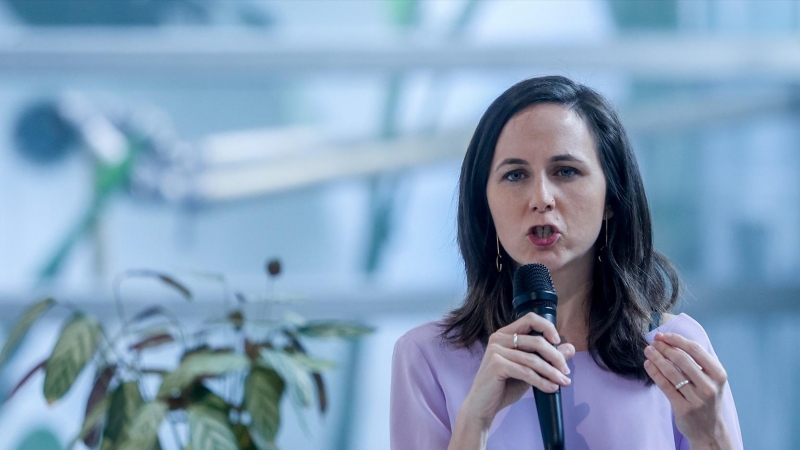 La líder de Podemos, Ione Belarra, interviene durante un acto a 4 de mayo de 2023, en Madrid.