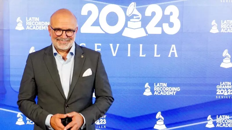 El CEO de la Academia Latina de Grabación, Manuel Abud, en la presentación de los Grammy Latinos 2023, que se celebrarán en Sevilla.