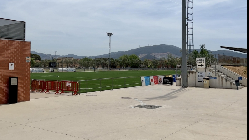 Vista parcial del camp de futbol municipal on juga la Unificació Club de Futbol Santa Perpètua