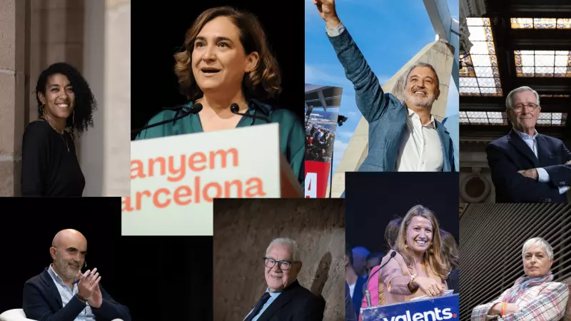 08/05/2023 - Los ocho candidatos que se presentan a las elecciones municipales de Barcelona el próximo 28 M.