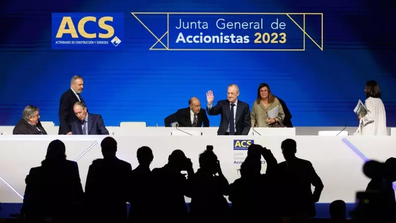 El presidente del grupo ACS, Florentino Pérez, durante la junta de accionistas de la constructora, en Madrid. E.P./ Eduardo Parra