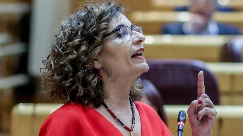 10/05/2023 La ministra de Hacienda, María Jesús Montero, en una intervención en el Senado.