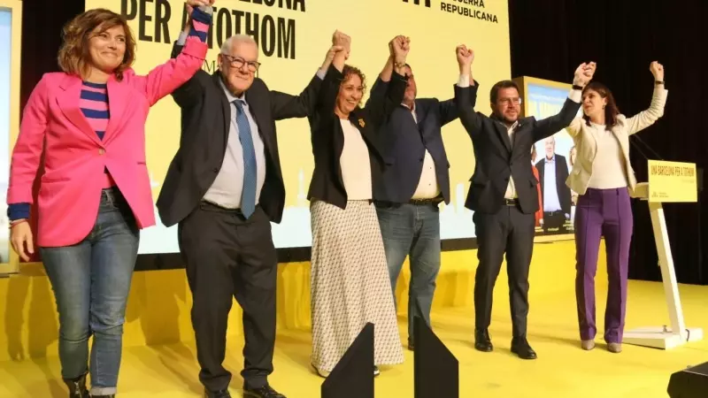 11/05/2023 - L'acte d'inici de campanya d'ERC per a les eleccions municipals del 28-M, amb Ernest Maragall, Oriol Junqueras i Pere Aragonès.