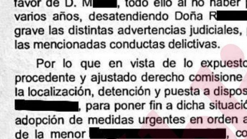 Infancia Libre oficio policial pidiendo la detención de R.O.I