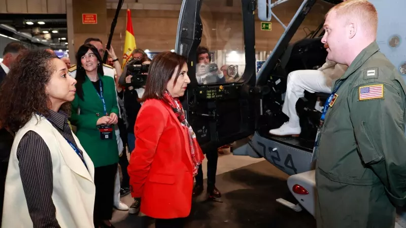 La ministra de Defensa, Margarita Robles, durante la inauguración de la III Feria Internacional de Defensa y Seguridad de España en Ifema Madrid.