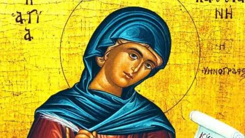 19/05/2023 -  Icono antiguo representando a Santa Kassiana, o Kassia, poetisa y compositora del Siglo VIII en Bizancio.