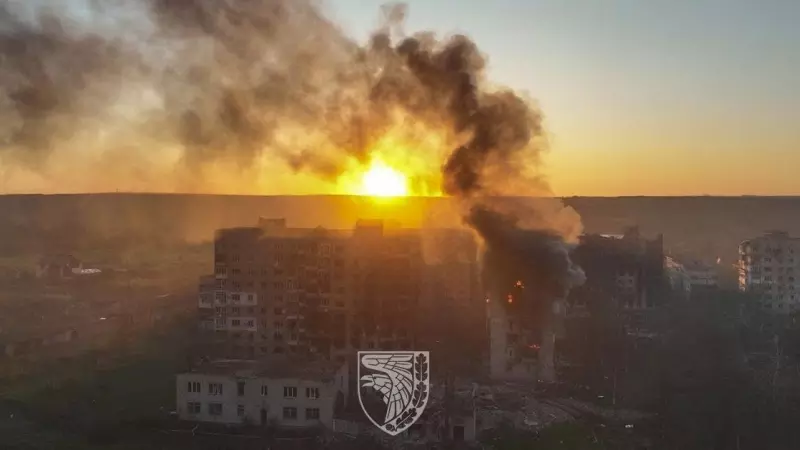 Vista aérea de las destrucciones en la ciudad de Bakhmut