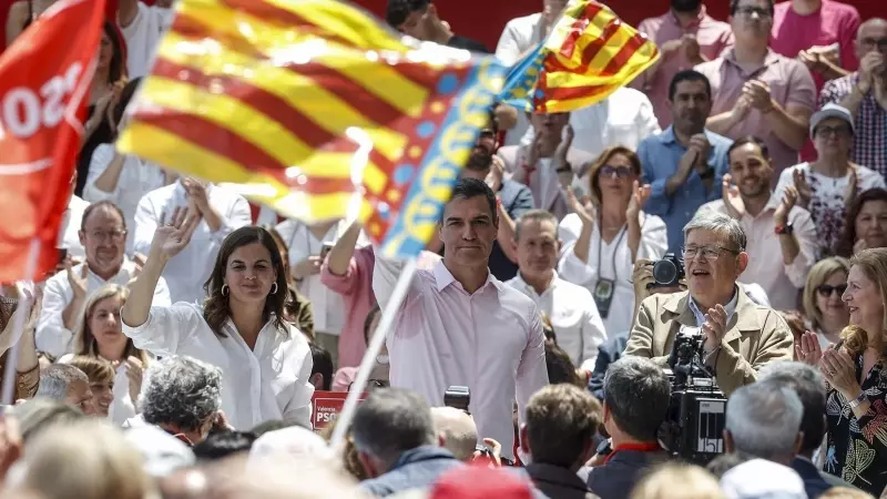 Acto de campaña del PSPV-PSOE, en la Ciudad de las Artes y las Ciencias de València, a 20 de mayo de 2023.