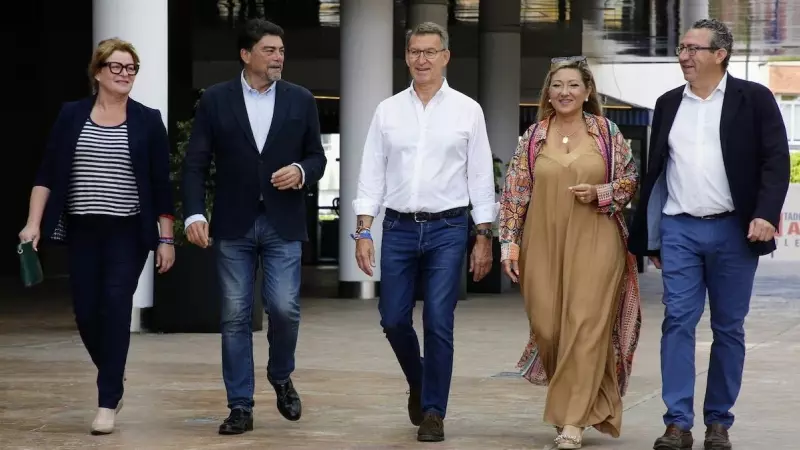 El presidente del Partido Popular, Alberto Núñez Feijóo, durante su visita a Alacant, a 26 de mayo de 2023.