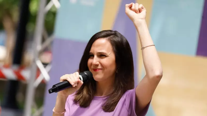 Ione Belarra interviene durante un acto de campaña de Podemos, a 25 de mayo de 2023, en Murcia.