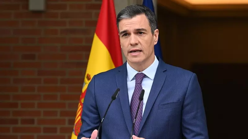 El presidente del Gobierno, Pedro Sánchez, este lunes en Moncloa.