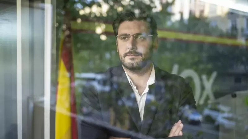 El candidato de VOX a la Presidencia de Aragón, Alejandro Nolasco, durante una entrevista con Europa Press.