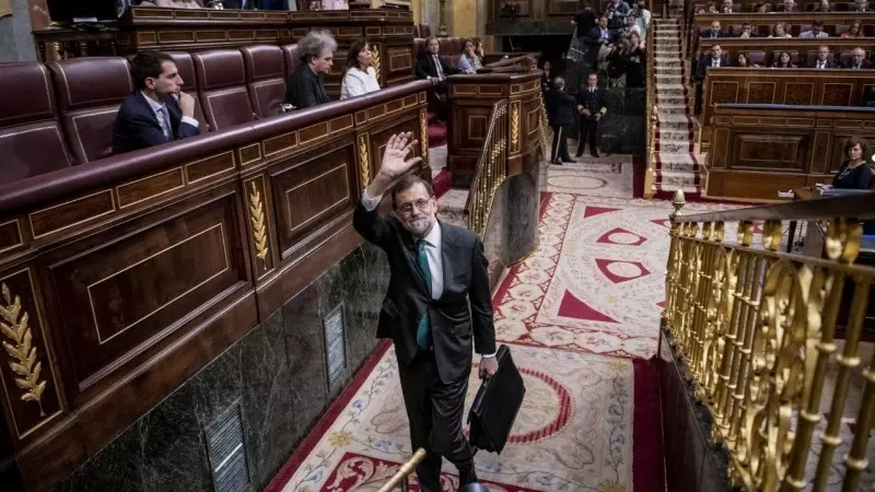 El expresidente del Gobierno, Mariano Rajoy, se despide del Congreso el 31 de mayo de 2018 tras la presentación de la moción de censura liderada por Pedro Sánchez.