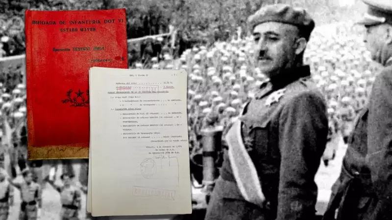 El general Franco pasa revista a las tropas.