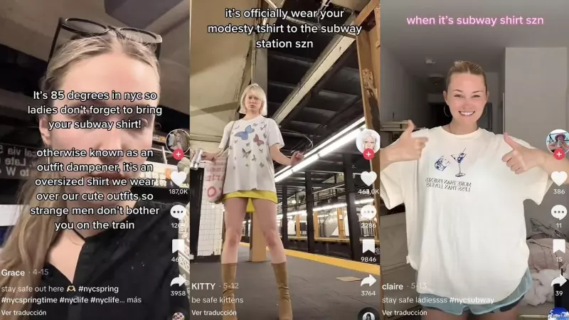 Varias usuarias de Tik Tok que se sumaron al movimiento #SubwayShirt