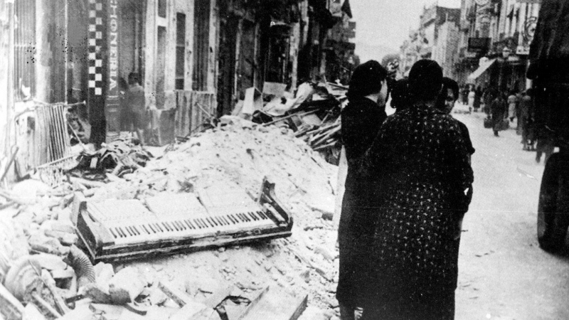 31/05/1938 - Runes de diversos edificis bombardejats a Granollers el 1938.